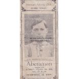 ABERDARE - ABERAMON 1920 Aberdare home programme v Aberaman, 30/10/1920, Welsh Cup, both teams