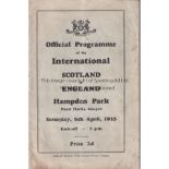 SCOTLAND - ENGLAND 1935 Scotland home programme v England, 6/4/1935 at Hampden, slight fold.