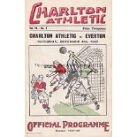 CHARLTON - EVERTON 1937/8 Charlton home programme v Everton, 4/12/1937, slight fold, no staple.