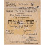1927 CUP FINAL Match ticket 1927 Cup Final, East Standing Enclosure, slight folds. Generally good