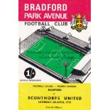 BRADFORD PA 69-70 Final Bradford Park Avenue home Football League Club, v Scunthorpe, 4/4/70. Good