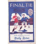 1927 CUP FINAL Official programme 1927 Cup Final, Arsenal v Cardiff City, staples removed, damp