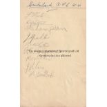 SUNDERLAND / LEICESTER Page removed from autograph album, 9 x Sunderland signatures including