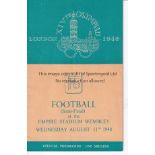 1948 OLYMPICS LONDON / FOOTBALL Programme for the Football Semi-Final at Wembley 11/8/1948, Great