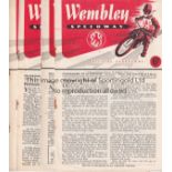 SPEEDWAY / WEMBLEY Thirteen home programmes in 1950, most slightly creased with results entered