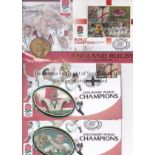 ENGLAND 2003 RUGBY WORLD CUP Eight first day covers with British stamps and including one glazed and