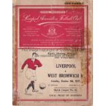 LIVERPOOL - EVERTON 1937-38 Liverpool home programme v Everton, 2/10/1937, tape markings to spine