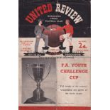 FA YOUTH CUP 4 Page programme Manchester United v Wolverhampton Wanderers FA Youth Cup Final 1st Leg