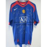 MAN UTD 2006/07 Full Manchester United squad signed blue short sleeve Manchester United shirt,