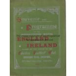 ENGLAND - IRELAND 1907 Programme, England v Ireland 16/2/1907 at Goodison Park, Everton, Stiffened