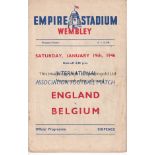 ENGLAND - BELGIUM 46 England home programme v Belgium, 19/1/46 at Wembley, score, scorers, slight