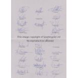 ENGLAND V IRELAND 2000 RUGBY UNION / AUTOGRAPHS Two cards with the signatures of both squads for the