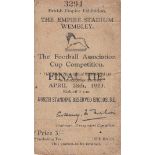 1923 CUP FINAL Match ticket, 1923 Cup Final, North Standing Reserved Enclosure. Minor folds. Fair-