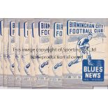 BIRMINGHAM 49-50 Ten Birmingham home programmes, 49/50 v Burnley, West Brom, Aston Villa, Manchester