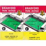 BRADFORD PA 69-70 Two Bradford Park Avenue home programmes, 69/70, both friendlies, v Cardiff 26/7/