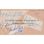 ATHLETES AUTOGRAPHS Four autographs from the 1940's on a plain card including the great Dutch