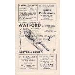 WATFORD RES - CHELSEA RES 50 Four page Watford Res home programme v Chelsea Res, 19/8/50,