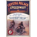 SPEEDWAY / CRYSTAL PALACE Home programme v. West Ham 30/5/1931, staples removed and pencil results