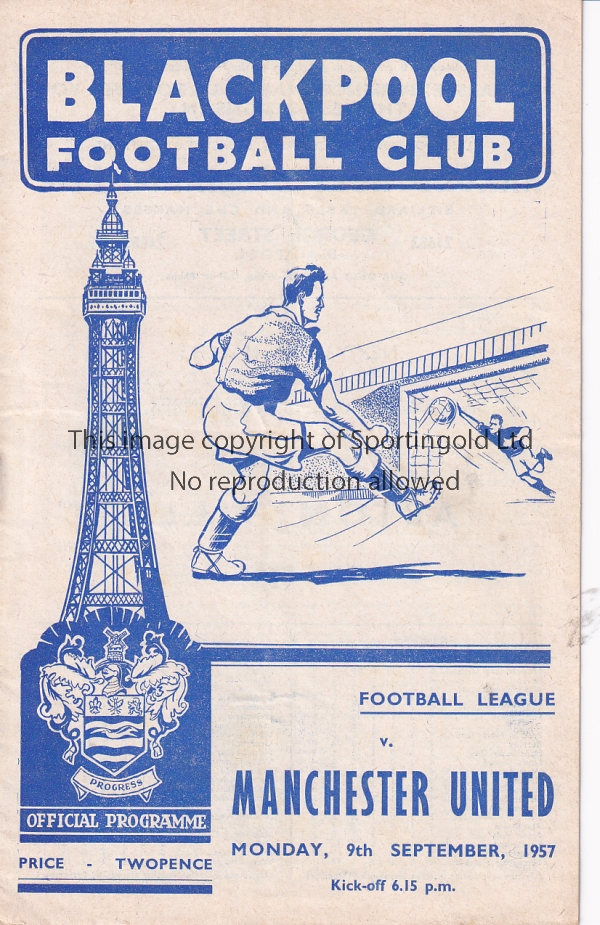 BLACKPOOL / MAN UNITED Programme Blackpool v Manchester United 9th September 1957. Munich air