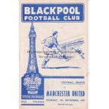 BLACKPOOL / MAN UNITED Programme Blackpool v Manchester United 9th September 1957. Munich air