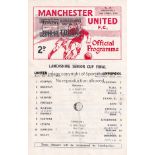 MAN UNITED / LIVERPOOL Single sheet programme Manchester United v Liverpool Lancashire Senior Cup