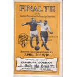 1930 CUP FINAL Official programme, Arsenal v Huddersfield, 1930 Cup Final, staples removed, slight