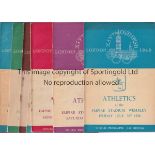 1948 OLYMPICS LONDON Eight programmes for Athletics at Wembley 30/7, 31/7, 2/8 scores entered, 3/8