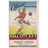 HULL - OLDHAM 46-7 Hull City home programme v Oldham, 24/5/47, slight fold. Generally good