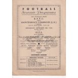 FORCES FOOTBALL 1946 Scarce single sheet programme, B.A.F.O v Maintenance Command (U.K), 20/11/46 at