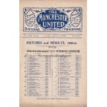 MANCHESTER UTD - SHEF UTD 1925-26 Manchester United Reserves home programme v Shef Utd Reserves, 9/