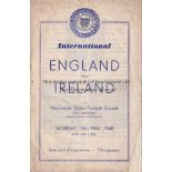 ENGLAND / IRELAND / MANCHESTER UTD Programme England v Northern Ireland Schools International at Old