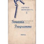 SHEF WED - ARSENAL 1929 Sheffield Wednesday home programme v Arsenal, 7/9/1929, special 1928-29