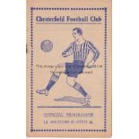 CHESTERFIELD - TOTTENHAM 1938 Chesterfield home programme v Tottenham, 12/2/1938, Cup, minor