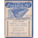 EVERTON - HUDDERSFIELD 1937-38 Everton home programme v Huddersfield, 25/9/1937, staples removed,