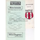 LEICESTER CITY Two programmes for the away Friendlies on their Tour to Denmark v. Skive 4/5/1971 and