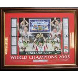 ENGLAND 2003 RUGBY WORLD CUP A limited edition 17" X 13" glazed frame including a large postal cover