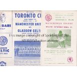 MAN UTD 69-70 Two Manchester United away programmes, 69/70 , friendly v Glasgow Celtic in Toronto