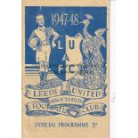 LEEDS / TOTTENHAM Programme Leeds United v Tottenham Hotspur 3rd April 1948. Team changes in pencil.