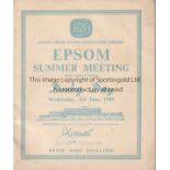 THE DERBY Racecard for the Epsom Derby June 3rd 1959 won by Parthia. Usual results marked in pencil.