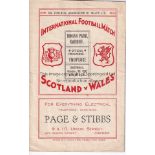 WALES - SCOTLAND 1937 Official programme, Wales v Scotland, 30/10/1937 at Cardiff, slight fold,