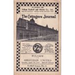 FULHAM - SHEF UTD 1936-7 Fulham home programme v Sheffield United, 17/4/1937, fold, team changes.