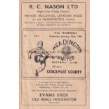 HEADINGTON Programme Headington United v Stockport County FA Cup 3rd Round Replay 14th January 1954.