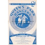 QPR V MILLWALL 1936 Programme for the League match at Rangers 17/9/1936, slightly rusty staple.