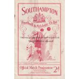 SOUTHAMPTON - MANCHESTER UTD 1935 Southampton home programme v Manchester United, 28/9/1935,