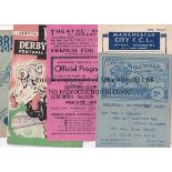 1940s Seventeen football programmes, all 40s, includes Derby 48/9, Aldershot 47/8, Bury 49/50 v