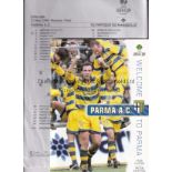 1999 UEFA CUP FINAL Team sheet for Marseille v Parma in Moscow and Parma Press brochure. Good