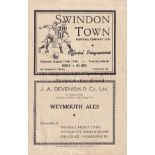 SWINDON TOWN Programme for the Public Practice Match, Reds v Blues 14/8/1948 with punched holes