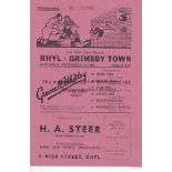 RHYL - GRIMSBY 59 Rhyl home programme v Grimsby, 14/11/59, Cup. Neat team changes. Generally good