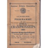 ATHLETICS AT STAMFORD BRIDGE 1931 Programme for the AAA Annual Championships 1931 including a four