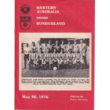 SUNDERLAND Programme, Western Australia v Sunderland, 30/5/76, sixteen page programme. Generally